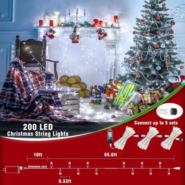 66ft 200 LED Christmas String Lights Indoor Outdoor 8 Modes Connectable Fairy String Lights 5