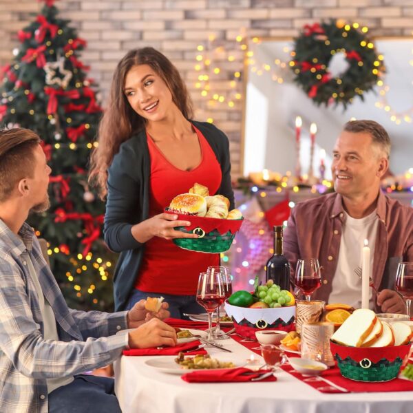 Christmas Round Bamboo Gift Baskets Woven (8 Pcs) 4