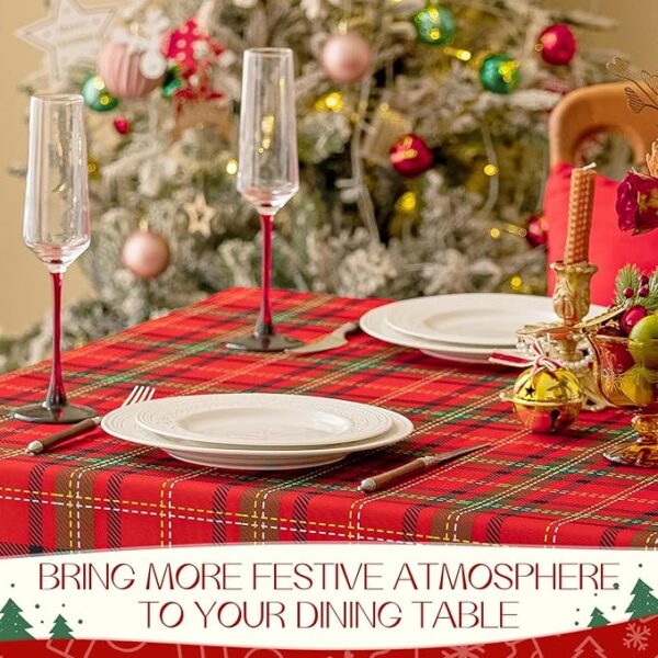 Christmas Rectangle Red Plaid Tablecloth 4