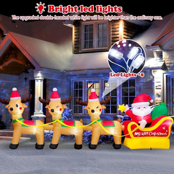 10ft Blow Up Santa Claus Reindeer Sled Inflatable with Built-in LEDs 4