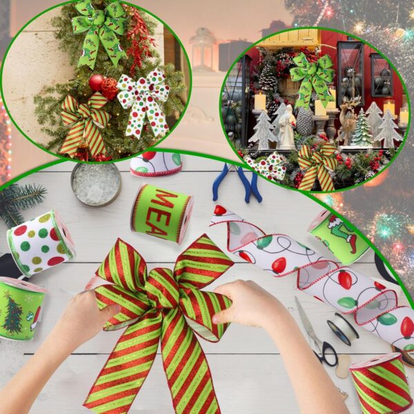 Christmas Ribbon Wired 2.5 Inch,6 Roll 30 Yards Red and Green 4
