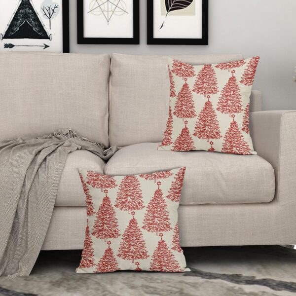 Christmas Pillow Covers 18x18 Set of 2 Red Xmas Tree Star Rustic Winter Print 4