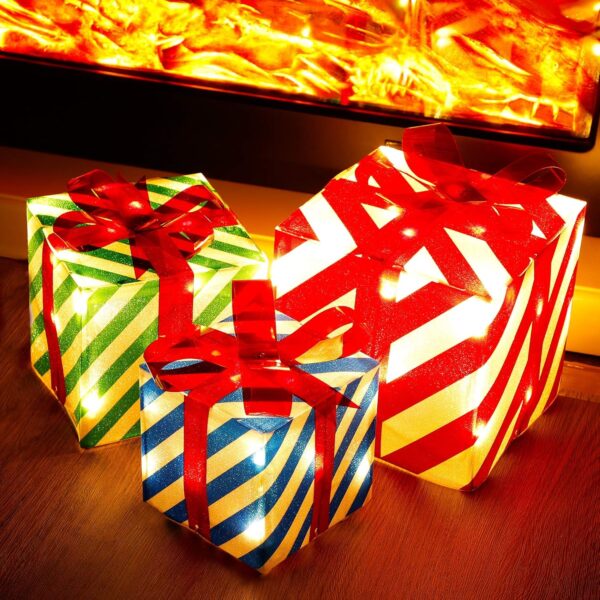 Set of 3 Lighted Gift Boxes Christmas Decorations 4
