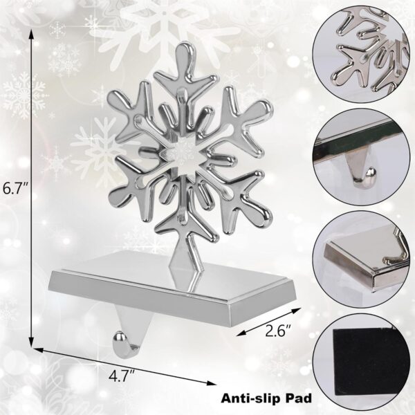 6 Pcs Christmas Snowflake Stocking Holder, Metal Christmas Stocking Hanger 4