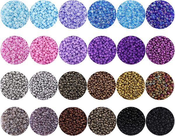 44000pcs 2mm Glass Seed Beads for Bracelet Making Kit, 48 Colors Small Beads, with 2 Storage Boxes 4