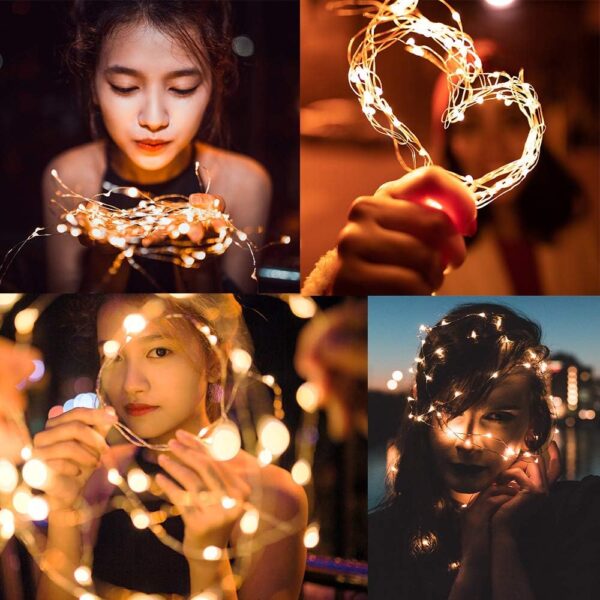6 Pack Warm White Fairy Lights String Battery Operated, 3.3ft 20 LEDs Silvery Copper Wire 4
