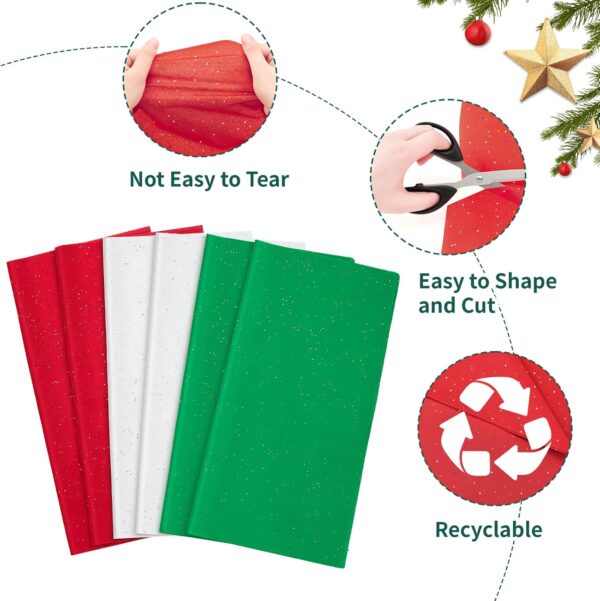 Glitter Christmas Tissue Paper for Gift Bags, 60 Sheets 20 x 20 Inches 4