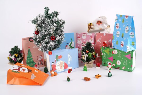 24 ct Christmas Treat Bag, Small Xmas Gift for Goodie Wrap, Christmas Party Favor 9" 4