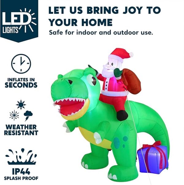 6 FT Christmas Inflatable Dinosaur with Build-in LEDs 4