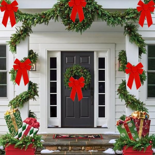 10 Pcs Red Bows Christmas Tree Decorations 3