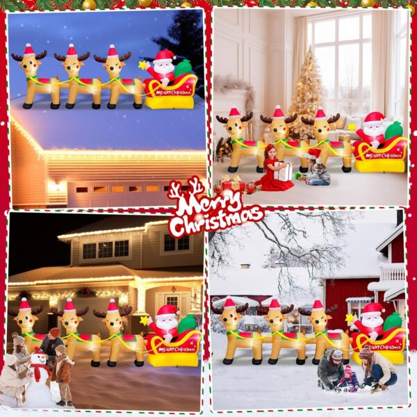 10ft Blow Up Santa Claus Reindeer Sled Inflatable with Built-in LEDs 3