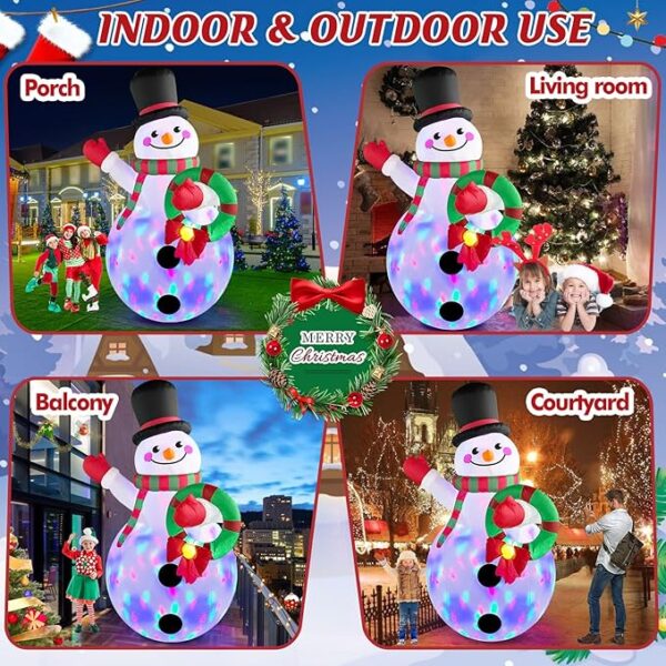 Inflatable Snowman Holding Garland Blow Up Yard Decoration 3