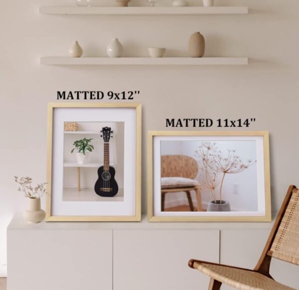 12x16 Picture Frame Natural Wood with Plexiglass Made of Solid 9x12/11x14 with Mat or 12x16 Without Mat 3