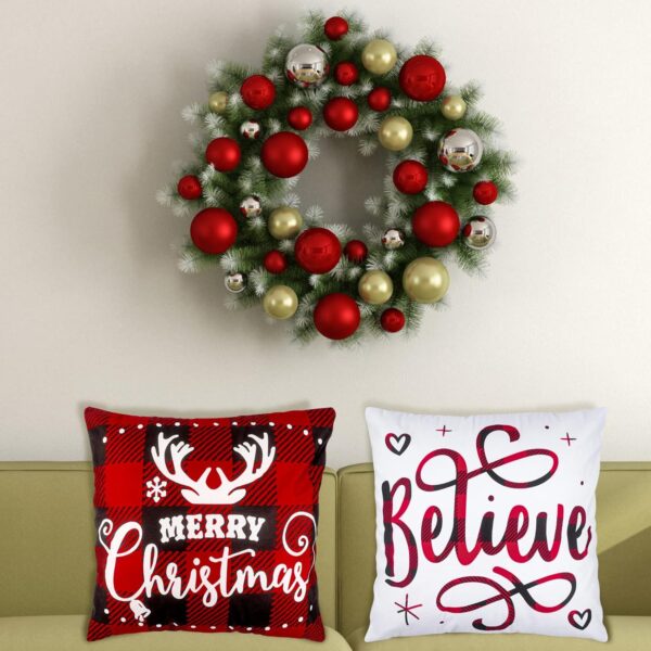 Christmas Pillow Covers 18x18 Set of 4 Winter Throw Pillow Covers 3