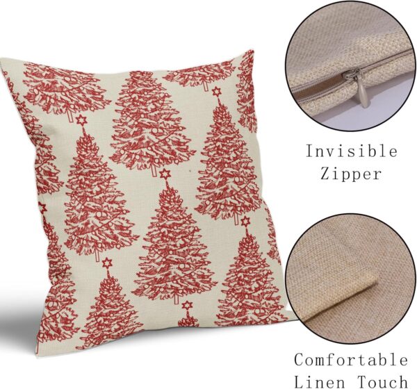 Christmas Pillow Covers 18x18 Set of 2 Red Xmas Tree Star Rustic Winter Print 3
