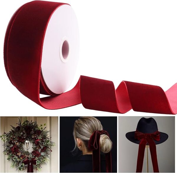 Burgundy Velvet Ribbon Spool 3