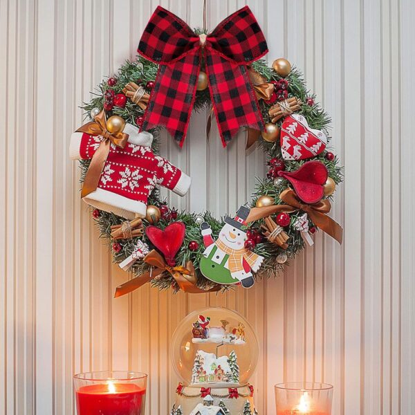 12 Pieces Buffalo Plaid Bows Burlap (Red and Black,2.4 x 2.4 Inch) 4
