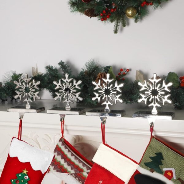 6 Pcs Christmas Snowflake Stocking Holder, Metal Christmas Stocking Hanger 3