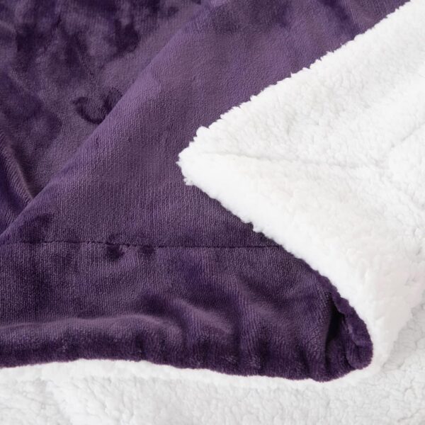 Sherpa Fleece Throw Blanket, Double-Sided Super Soft Luxurious Plush Blanket Throw Size, Aubergine, 50x60 inches 3