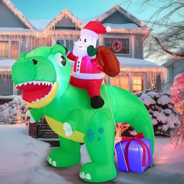 6 FT Christmas Inflatable Dinosaur with Build-in LEDs 3