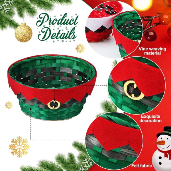Christmas Round Bamboo Gift Baskets Woven (8 Pcs) 2