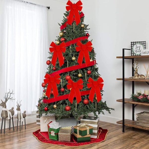 10 Pcs Red Bows Christmas Tree Decorations 2