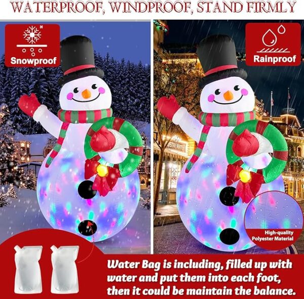 Inflatable Snowman Holding Garland Blow Up Yard Decoration 2