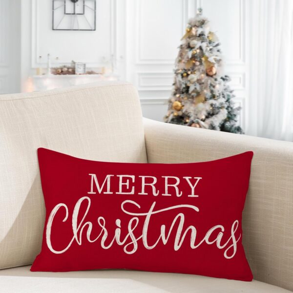 Red Christmas Lumbar Pillow Cover 12x20 Inches 2