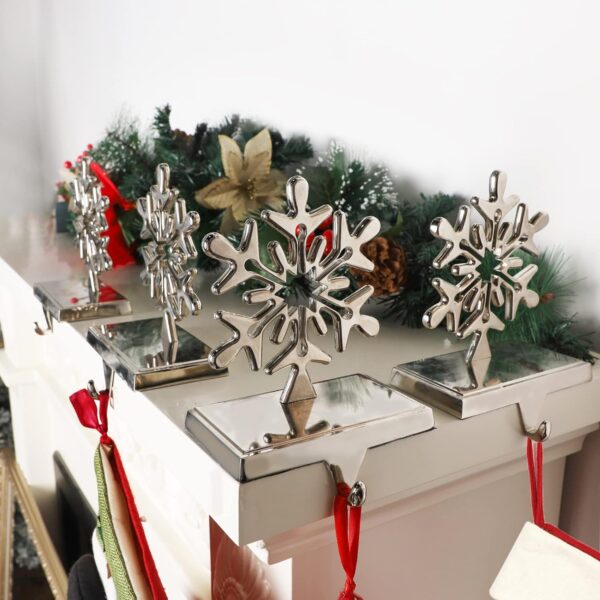 6 Pcs Christmas Snowflake Stocking Holder, Metal Christmas Stocking Hanger 2