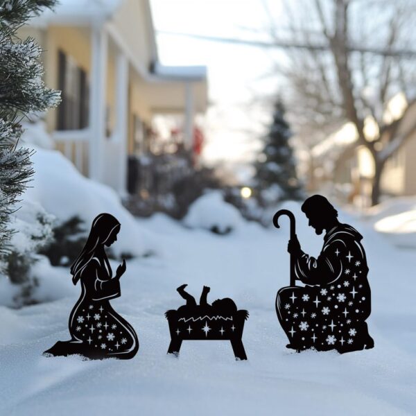 Metal Nativity Scene Outdoor Christmas Decorations, 17” Nativity Silhouette 2