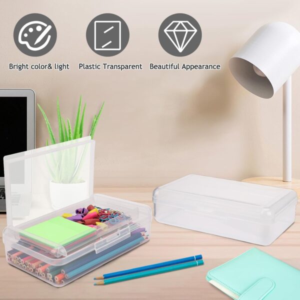 1 PCS Pencil Box,Double Layer Large Capacity Pencil Box,Hard Pencil Case with Snap-tight Lid 2