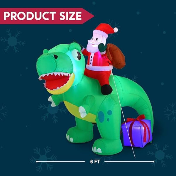 6 FT Christmas Inflatable Dinosaur with Build-in LEDs 2