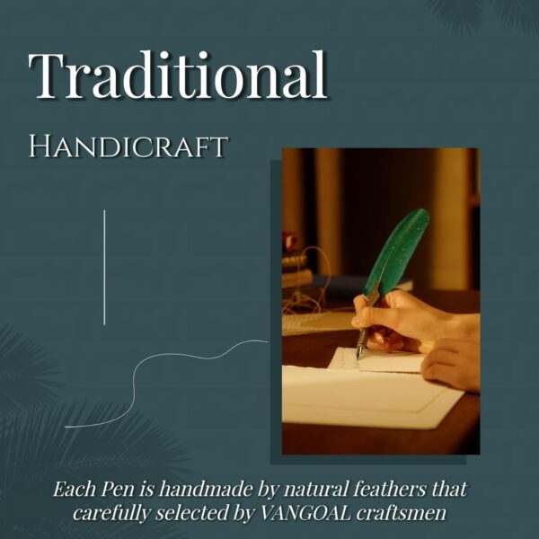 Vintage Green Feather Pen and Ink Set, Classic Series Goose Quill Pen 2