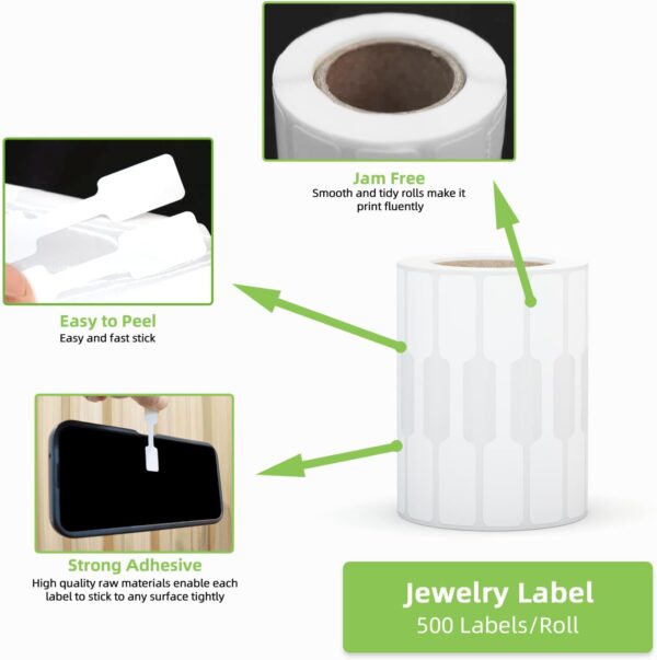 Jewelry Tags Price Tags Stickers, Rings Tags Glossy Self Adhesive White Blank Price Tags for Jewelry, Bracelet, Ring, Necklace, Earring, Clothing Display 3
