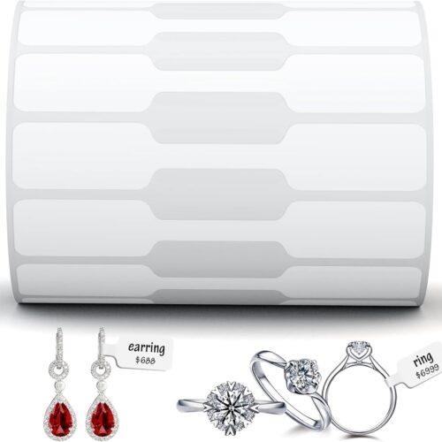 Jewelry Tags Price Tags Stickers, Rings Tags Glossy Self Adhesive White Blank Price Tags for Jewelry, Bracelet, Ring, Necklace, Earring, Clothing Display