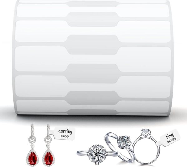 Jewelry Tags Price Tags Stickers, Rings Tags Glossy Self Adhesive White Blank Price Tags for Jewelry, Bracelet, Ring, Necklace, Earring, Clothing Display 1
