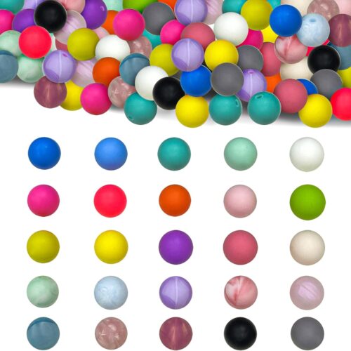 711N6toQ9UL._AC_SL1500_ 150Pcs Silicone Beads 15mm Silicone Beads 25 Style Silicone Beads