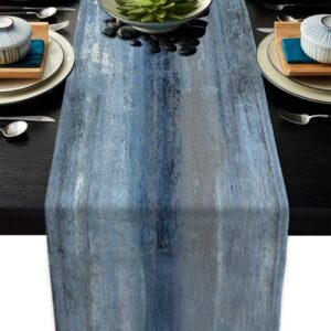 Blue Grey Table Runners Modern Art Farmhouse Linen Table Runners Dresser