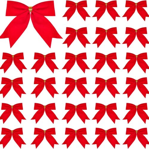 716YUtPlZ6L._AC_SL1500_ 40PCS Christmas Bows, 4 x 3.1 inches Christmas Wreaths Bows with Golden Twist Ties Red Christmas Tree Bows