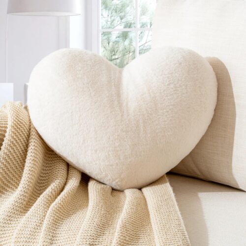 717zptMikhL._AC_SL1500_ Heart Pillow White Heart Shaped Throw Pillows Super Soft Faux Rabbit Fur