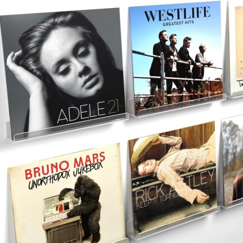 71Pf1En74xL._AC_SL1500_ Vinyl Record Shelf Wall Mount, 12 inch Clear Acrylic Album Record Holder Display, Floating Shelves for Wall