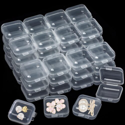 71je5XsSI8L._AC_SL1500_ 48PCS Mini Clear Jewelry Box, Small Plastic Storage Box with Lids