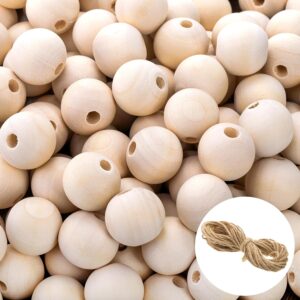 200 Pcs 1 Inch / 25mm Wood Beads Round Wooden Spacer Beads Unfinished Natural Wood Loose Beads