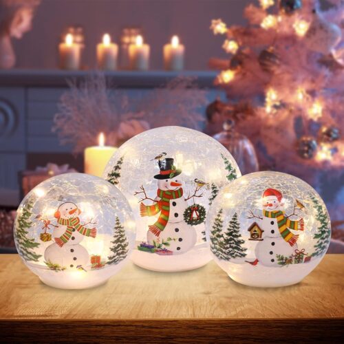 71tHAPkpQVL._AC_SL1500_ Christmas Decorations Indoor, 3 pcs Sparkling Christmas Snowman Globes with LED Lights and Timer