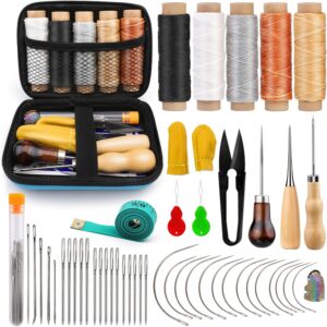 Leather Sewing Kit, Leather Large Eye Sewing Needles, Stitching Awl, Thimble, Heavy Duty Sewing Upholstery Repair Kit