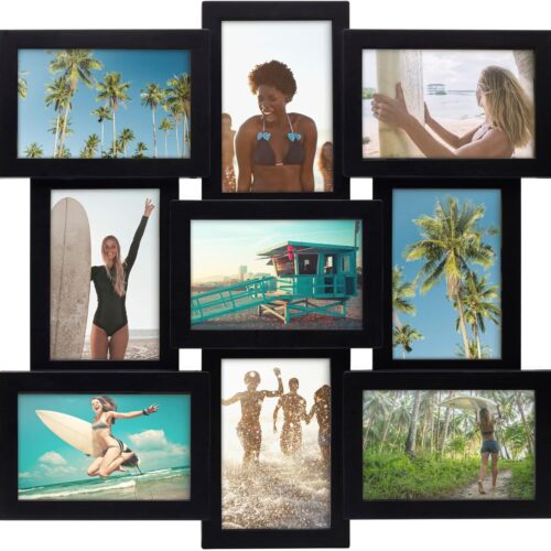81Dax9gAtqL._AC_SL1500_ 18 x 18 Inch 9 Opening Photo Collage Frame, Displays Four 4x6 and Five 6x4 Inch Photos, Black