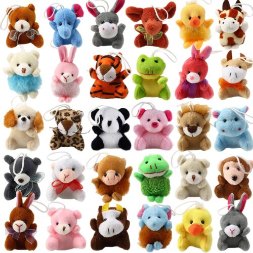 81QCN6F7u2L._AC_SL1500_ 32 Piece Mini Plush Animal Toy Set, Cute Small Animals Plush Keychain Decoration for Themed Parties