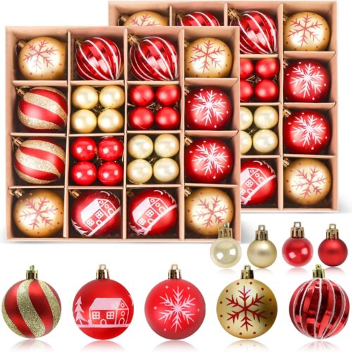 81XO59rq4CL._AC_SL1500_ 88ct Christmas Tree Balls Ornaments, Colored Shatterproof Plastic Decorative Baubles