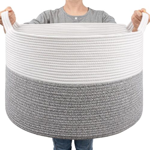 81Zgcx62+4L._AC_SL1500_ Extra Large Rope Basket, 83L Blanket Basket Living Room, Baby Toy Storage Basket