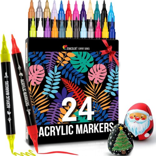 81flxiBwjwL._AC_SL1500_ 24 Dual Tip Acrylic Paint Markers for Wood, Canvas, Stone - Crafts, DIY Projects